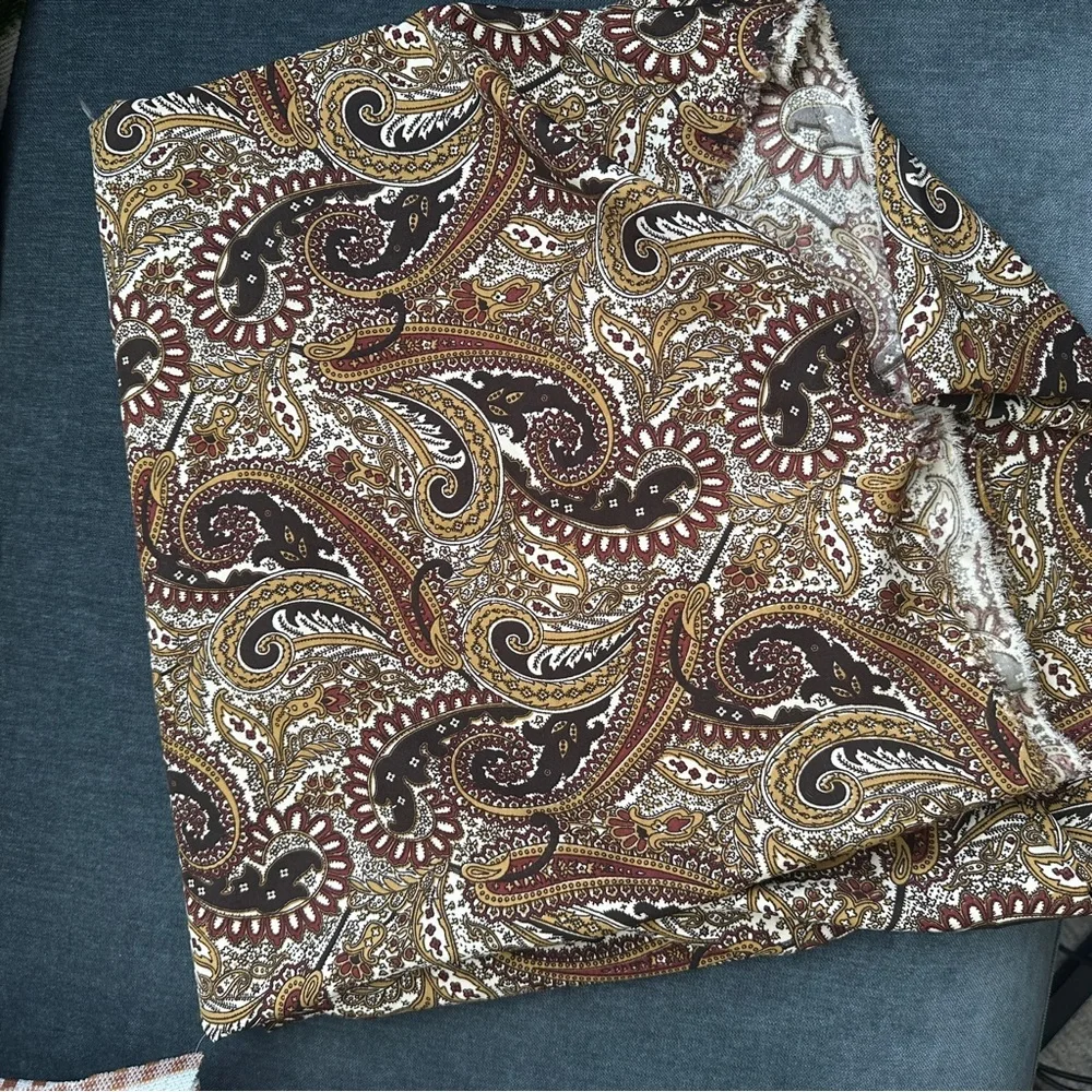 Vintage paisley knit brown and cream fabric